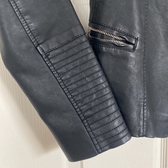 Pull & Bear Leather Jacket with Arm & Shoulder Detailing - Picture 2 of 5